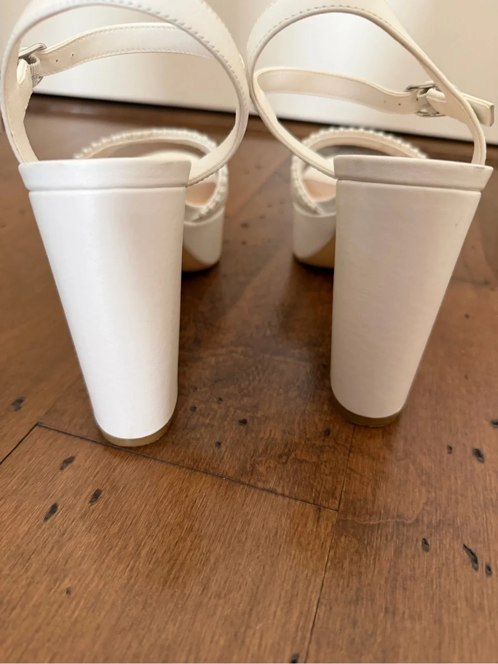 Stuart Weitzman White Platform Block Heel Sandals